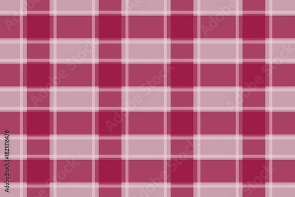 Fototapeta A vibrant deep pink plaid pattern with bold squares and intersecting lines, forming a classic checkered design with a modern, lively color palette.