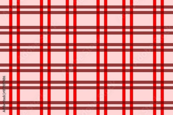 Fototapeta A soft red and white plaid pattern with neatly aligned stripes, creating a calm, gentle, and clean checkered textile style.