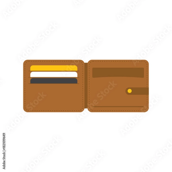 Obraz Flat Illustration of Open Wallet with Money and Cards