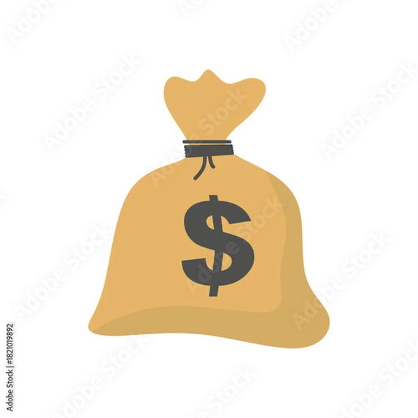 Obraz Flat Illustration of Money Bag with Dollar Sign