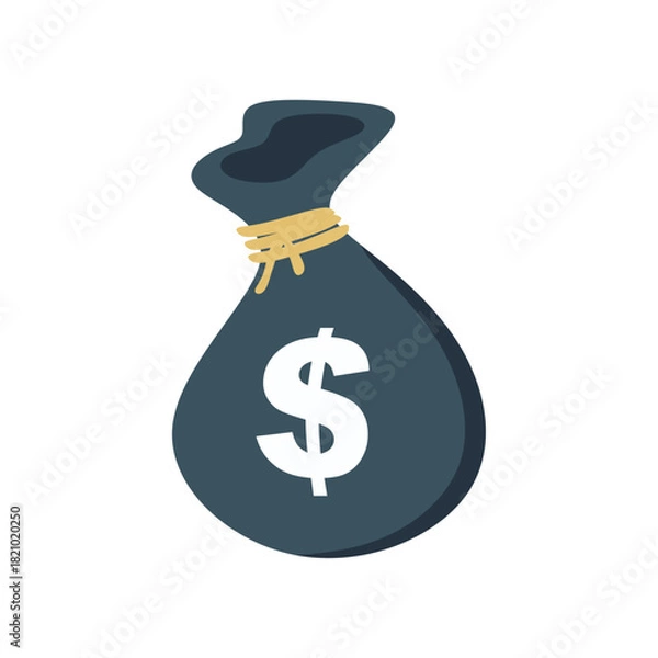 Obraz Flat Illustration of Tied Money Bag with Dollar Sign
