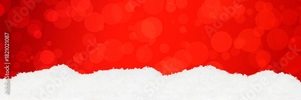 Obraz bright red christmas background with white snow bottom border frame