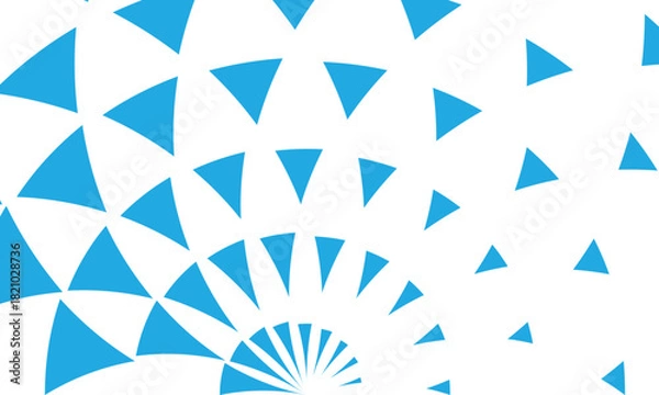 Fototapeta abstract geometric white and blue deco art print halftone arc sunbrust triangle pattern.