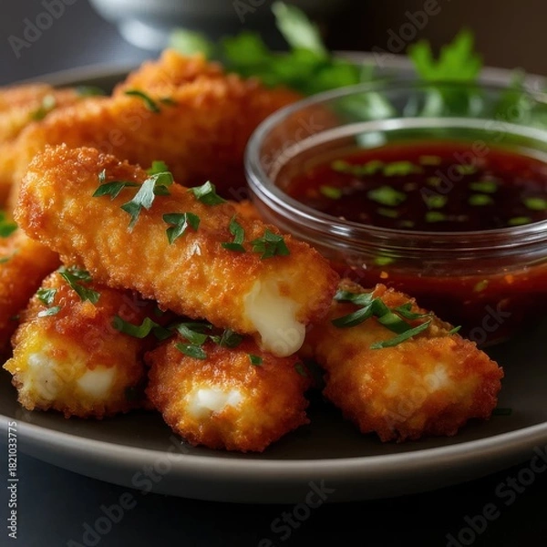 Obraz Cheese Sticks with Dipping Sauce