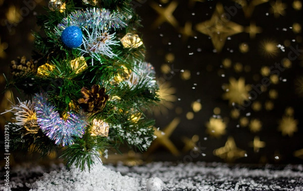 Obraz Christmas Time - Christmas Tree and snow.