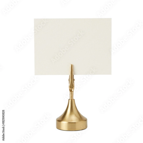 Fototapeta Elegant Gold Place Card Holder Displaying Blank Card on Transparent Background