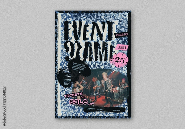 Obraz Event Poster Layout with Grungy Elements