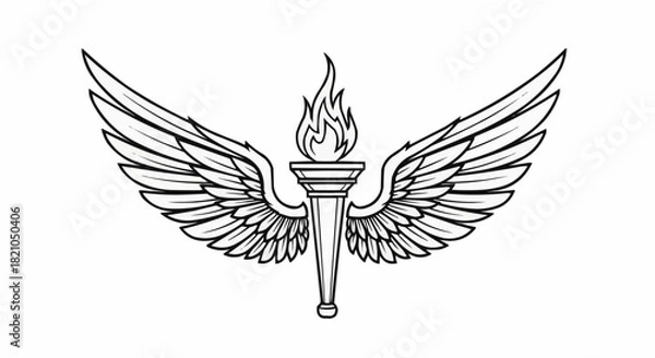 Fototapeta Winged Torch Emblem - Symbol of Enlightenment and Inspiration.