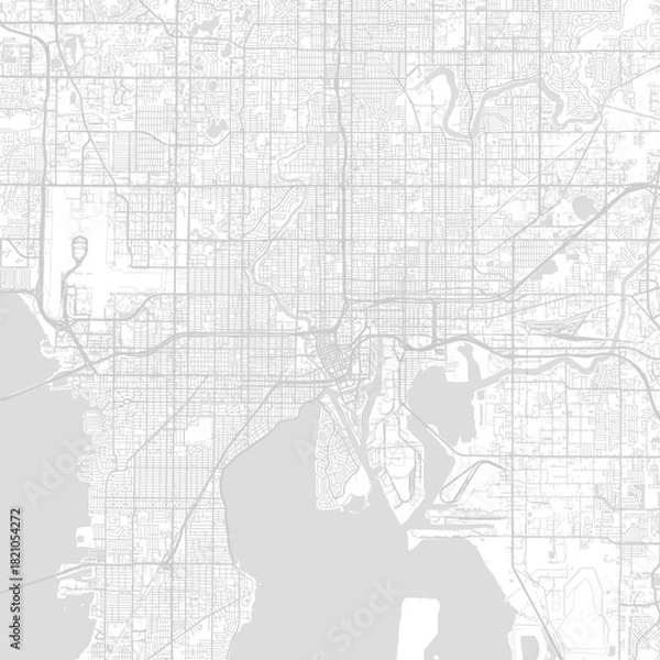 Fototapeta Tampa City Map a precise and structured monochrome layout highlights the s blueprint character through subtle high contrast linework and a clean minimalist aesthetic begin of sentence.