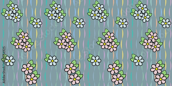 Obraz Seamless floral pattern design with repeating flowers