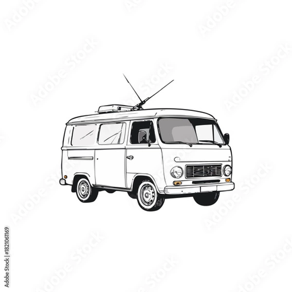 Fototapeta TV van with antenna