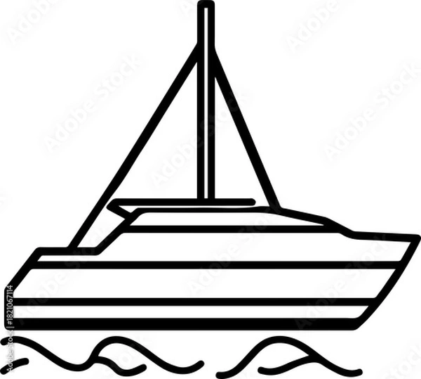 Obraz Ship Silhouette Simple Black Vector Illustration for Shipping and Travel Projects
