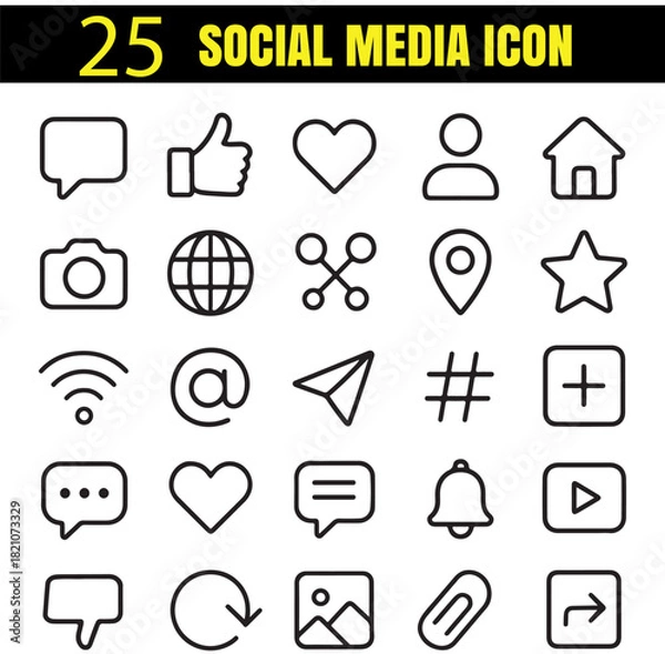 Obraz Social Media Set | Modern Communication Icons | Minimal Digital Interaction Pack
