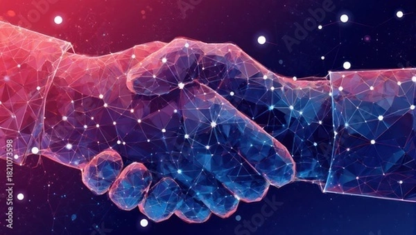 Fototapeta Digital Handshake - A Futuristic Collaboration in Technology.