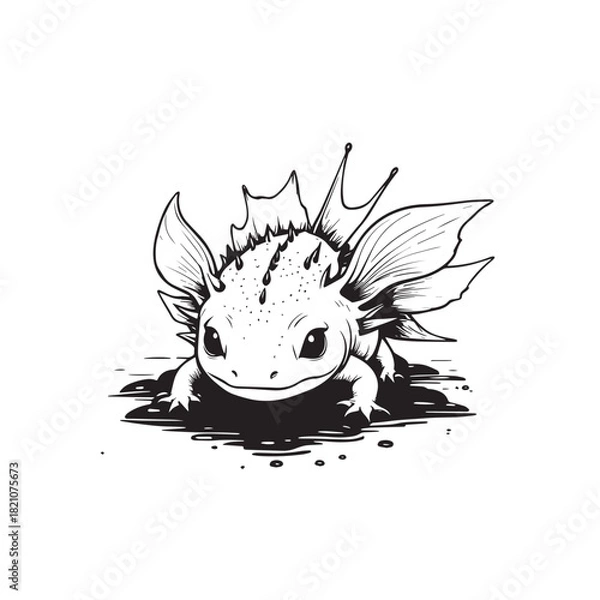 Fototapeta Cute Axolotl Creature Minimalist Symbol
