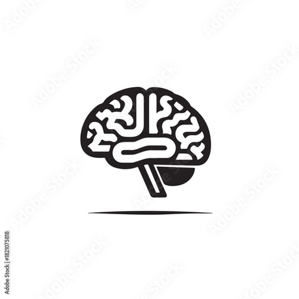 Obraz Minimalist Brain Vector Clean Line Art Icon for Science and Intelligence Concepts
