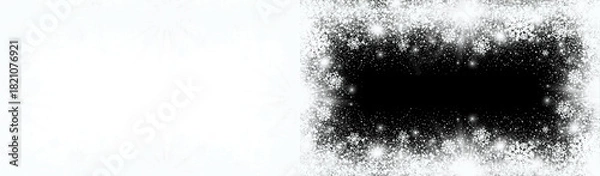 Fototapeta Winter snowflakes background with a black banner for text overlay perfect for christmas cards and holiday season promotions with a festive and elegant design on transparent background