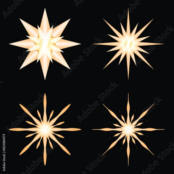 Fototapeta Abstract vector star pattern design set for holiday celebration illustration