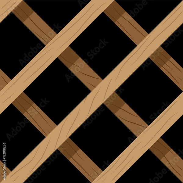 Fototapeta Wooden Window Fence Grids. Seamless Vector Illustration Of Lattice Wooden Window Fence Pattern.