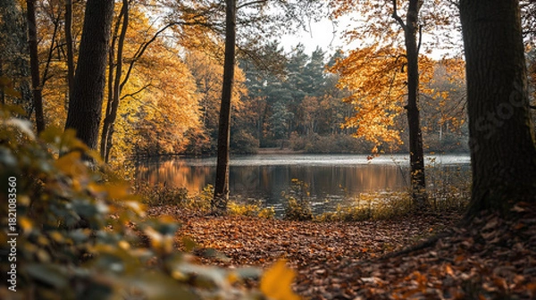 Fototapeta The forest is alive with life: rustling leaves, the occasional splash in the lake, and the songs of distant birds. How would you spend the day fully immersed in nature?