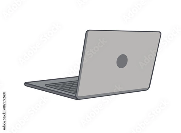 Obraz Laptop isolated on white, side back view, vector illustration