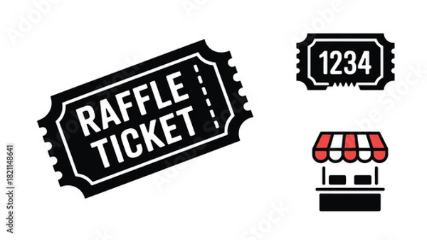 Fototapeta A raffle ticket and a booth are depicted in this illustration.