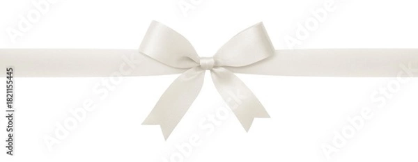 Obraz white ribbon with bow isolated on white background.