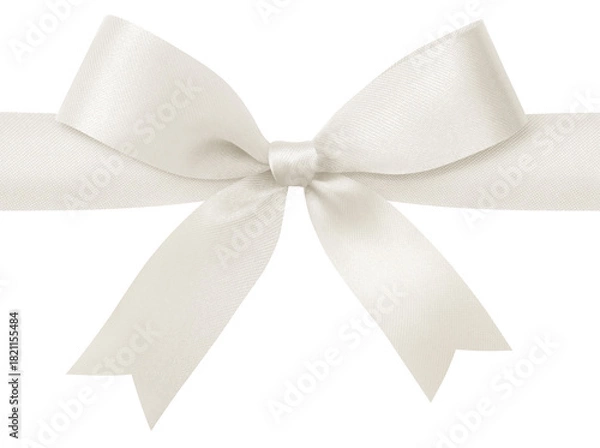 Obraz white ribbon with bow isolated on white background.