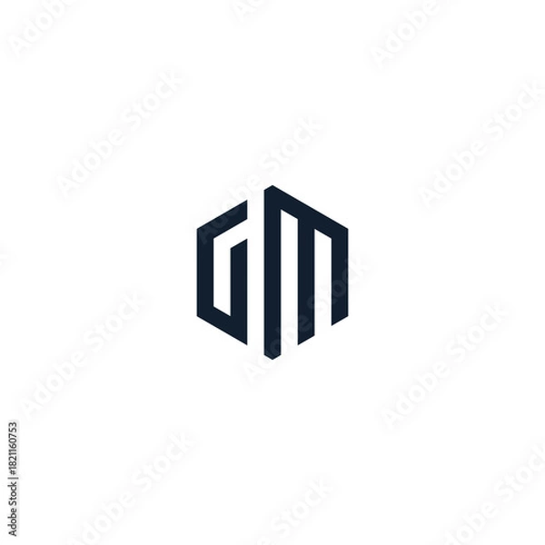 Fototapeta hexagonal G M letter logo