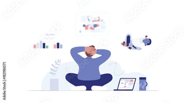 Fototapeta Abstract geometric composition with dynamic lines and shapes featuring a vibrant color palette including red green blue yellow cyan and magenta suitable for modern design projects