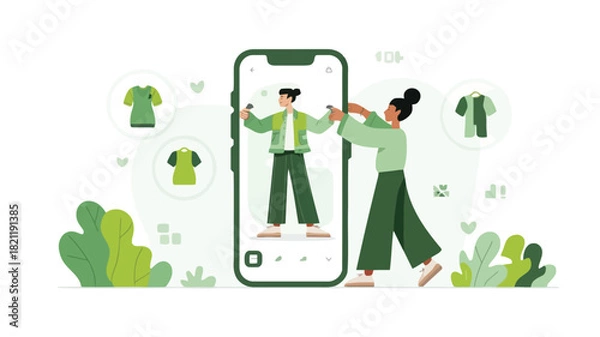 Fototapeta A person is shown customizing their digital avatar adjusting measurements and appearance in a virtual environment suitable for online gaming or metaverse platforms