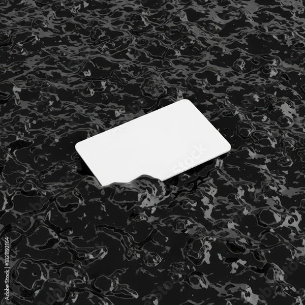 Obraz Clean White Card Submerged in a Deep Black Oily Substance, Highlighting Environmental Impact and