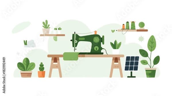Fototapeta Simple scene depicting a solar panel generating clean energy illustrating renewable power and environmental sustainability with a bright modern aesthetic