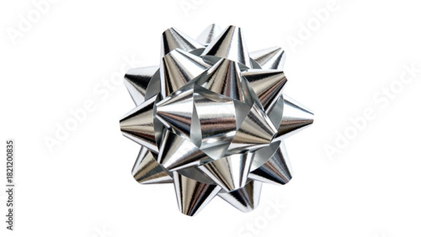 Obraz Shiny silver gift bow made of metallic material for wrapping presents