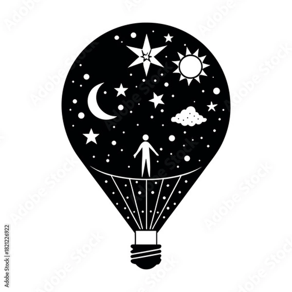 Fototapeta Why it's unique Represents the power of imagination, the birth of ideas, innovation, and the creative process from conception to manifestation.