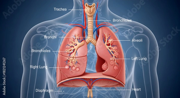 Obraz Human Lung Anatomy Diagram Showing Structure and Function