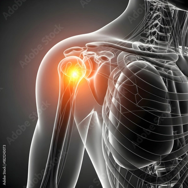 Obraz Human Shoulder Anatomy with Pain Indication in Medical Visualization