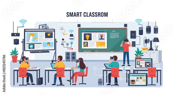 Fototapeta Smart Classroom Technology Infographic
