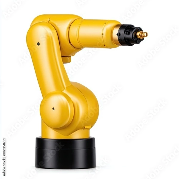 Obraz Industrial Yellow Robotic Arm Isolated on White Background