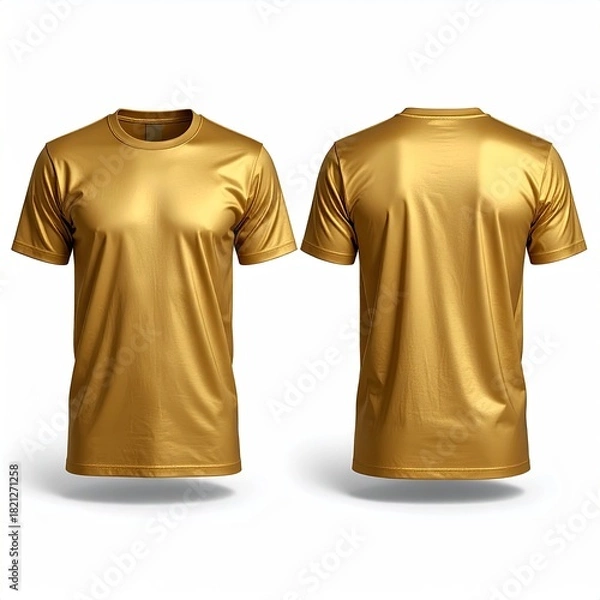 Obraz Gold t-shirt mockup, front and back views