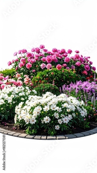 Obraz Vibrant flowerbed in a circular design