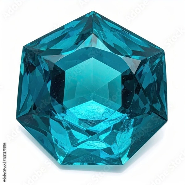 Obraz Hexagonal teal gemstone,faceted