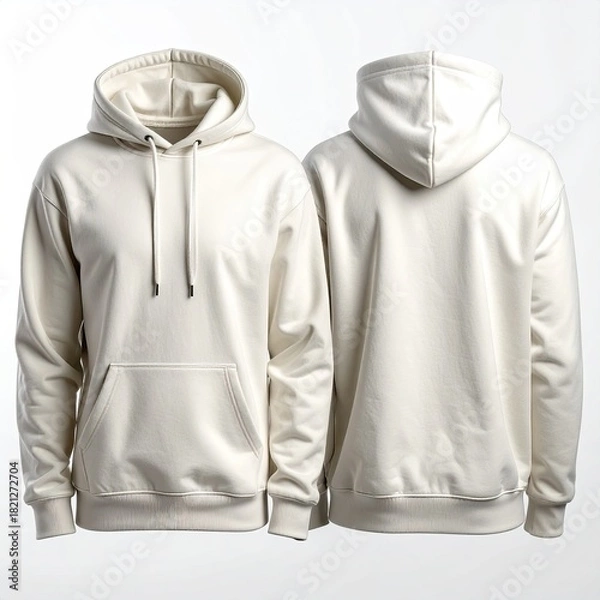 Obraz Blank cream-colored hoodie, front and back views