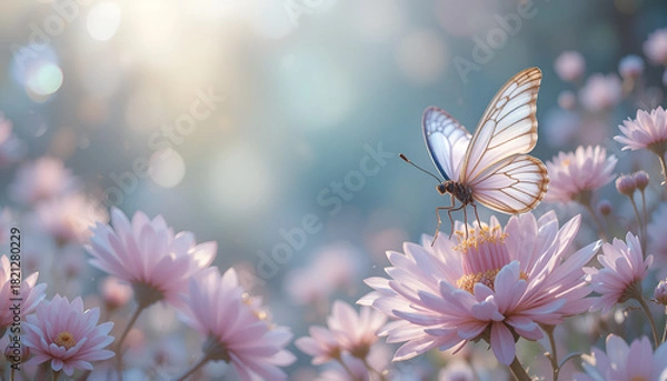 Obraz butterfly on pink flower