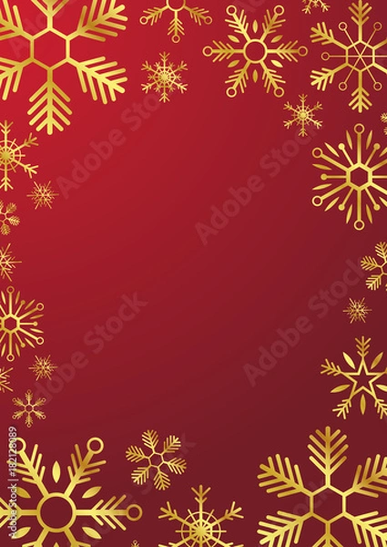 Fototapeta Merry Christmas and Happy New Year. Glod Snowflakes. Vector illustration.