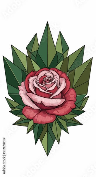 Obraz Rose and Crystal Composition - A Blend of Nature and Geometry.