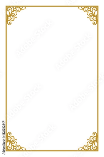 Fototapeta エレガントなゴールドの飾り枠／縦型フレームのベクター素材