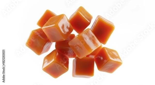 Fototapeta Falling Caramel candy, isolated on white background, full depth of field