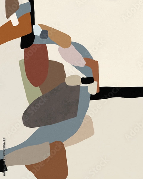 Fototapeta Contemporary abstract painting with bold lines and geometric shapes, perfect for adding a modern touch to spaces that need a stylish and artistic focal point