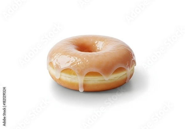 Fototapeta Delicious glazed donut isolated on white background, a sweet treat with a smooth, sugary coating, perfect for a quick snack or dessert